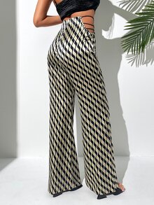 Pantalones de pierna ancha con estampado - Albaricoque - Ver 2