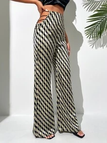 Pantalones de pierna ancha con estampado - Albaricoque - Ver 3