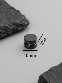 時尚流行男士磁性圓形耳環不銹鋼，適合度假和時尚外觀 - 黑色 - 查看 5