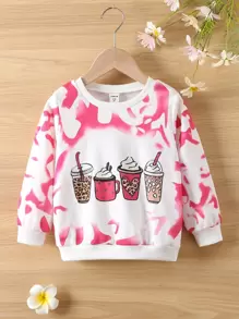 Áo nỉ bé gái Hoạt hình Cà vạt nhuộm Giải trí - Nhiều màu - Xem 1