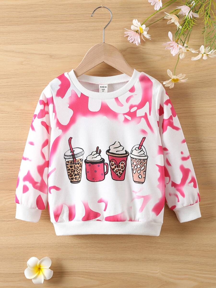 Áo nỉ bé gái Hoạt hình Cà vạt nhuộm Giải trí - Nhiều màu - Xem 1