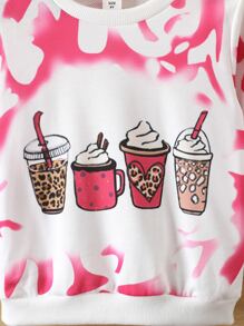 Áo nỉ bé gái Hoạt hình Cà vạt nhuộm Giải trí - Nhiều màu - Xem 4