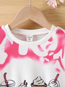 Áo nỉ bé gái Hoạt hình Cà vạt nhuộm Giải trí - Nhiều màu - Xem 5