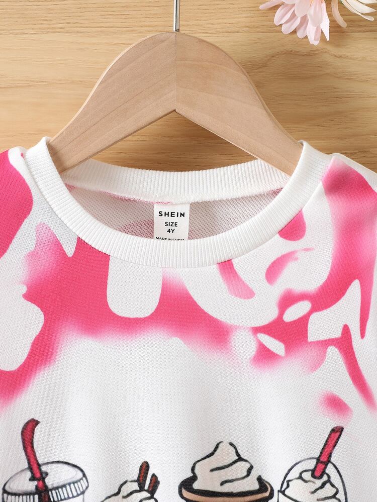 Áo nỉ bé gái Hoạt hình Cà vạt nhuộm Giải trí - Nhiều màu - Xem 5