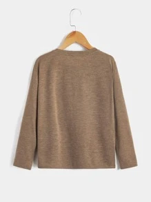 SHEIN Boys Eagle Print Tee - Mocha Brown - View 2