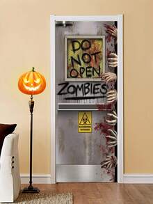 1pc Halloween Slogan Graphic Door Sticker - Multicolor - View 2