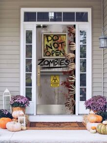 1pc Halloween Slogan Graphic Door Sticker - Multicolor - View 3
