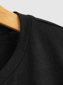 SHEIN 男童圓領印花熊圖案針織長袖休閒T恤 - 黑色 - 查看 4