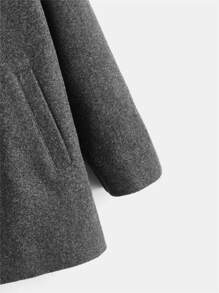 SHEIN Tween Boy Solid Color Long Sleeve Hooded Cardigan Casual Overcoat - Dark Grey - View 4