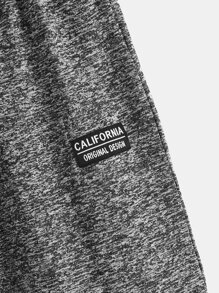 SHEIN Quần thể thao Con trai Đắp vá Lá thư - Xám - Xem 3