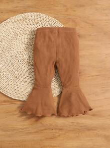 SHEIN Bebis Flicka Croppat Byxor med Utsvängda Ben - Brun - Visa 2