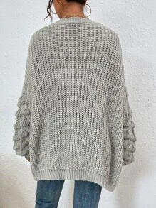 SHEIN Essnce Chunky Knit Drop Shoulder Duster Cardigan - Light Grey - View 2