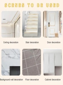 1 cuộn 50M Chải Bạc Tầng Viền Đường May Chống Thấm Nước Dán Tường tường Khoảng Cách Trần Nhà Trang Trí Tự Dán Ngói Băng Keo - Bạc - Xem 5