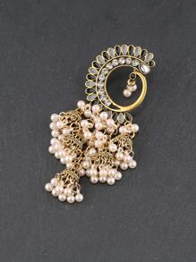 Pendientes colgantes con decoración de strass y perlas falsas - Multicolor - Ver 5