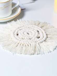 1入組流蘇裝飾杯墊 - 米色 - 查看 3
