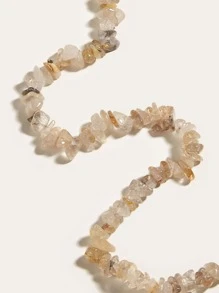 ROMWE Stone Beaded Necklace - Grey - View 3