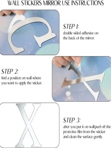 1 pieza Pegatina de pared de espejo en forma de letra - Dorado - Ver 3