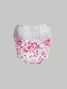 SHEIN MOD Ditsy Floral Print Tube Top - Multicolor - View 9