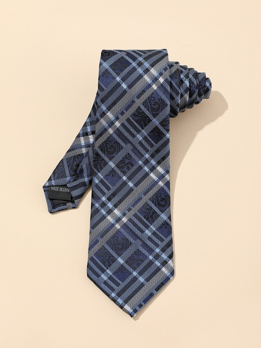 Men Plaid Print Tie - Multicolor - View 1