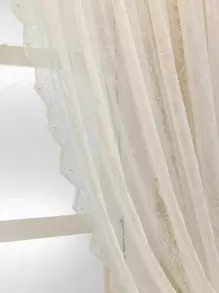 蕾絲刺繡單片窗簾 - 白色 - 查看 4