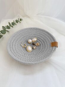 1pc Woven Jewelry Tray - Grey - View 2