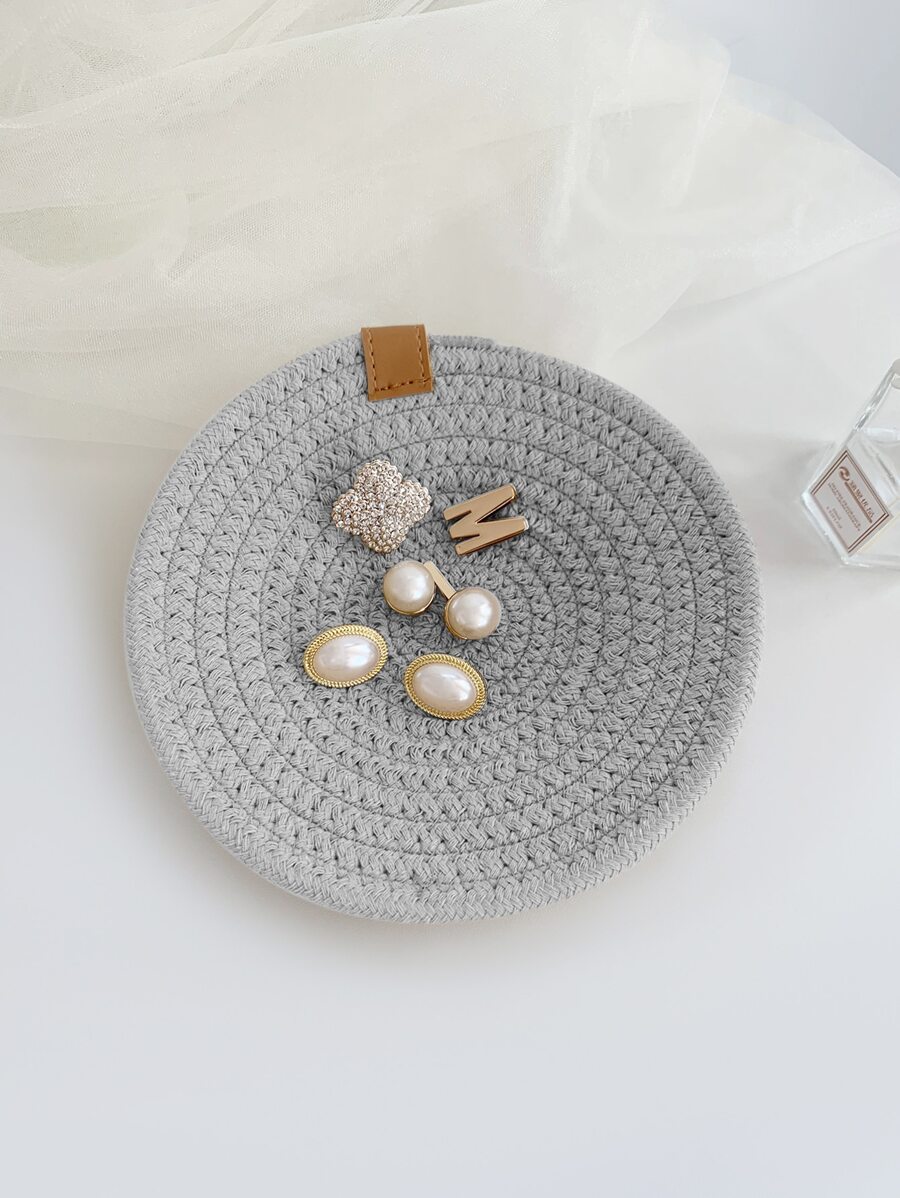 1pc Woven Jewelry Tray - Grey - View 1