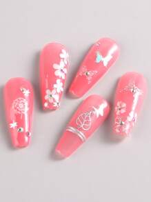 FULL BEAUTY 30张花朵星星图案美甲贴纸 - 銀色 - 查看 2