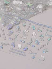 FULL BEAUTY 30张花朵星星图案美甲贴纸 - 銀色 - 查看 4