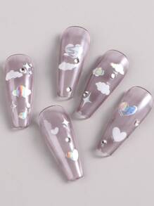 FULL BEAUTY 30张花朵星星图案美甲贴纸 - 銀色 - 查看 8