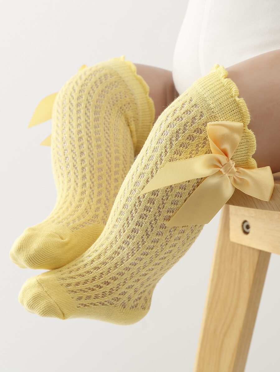 Toddler Girls Bow Decor Over The Knee Socks