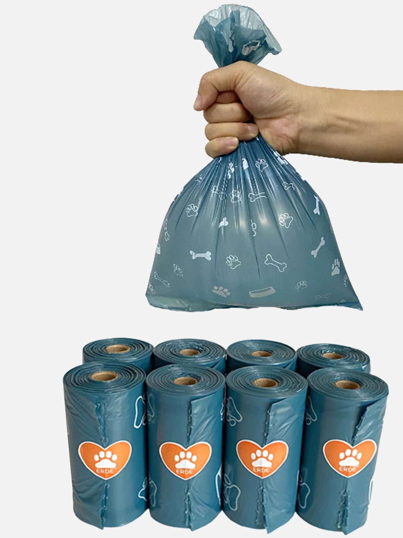 1卷爪子和骨頭圖案寵物拾便袋 - 彩色 - 查看 1