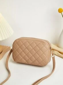 Nueva bolsa de hombro tipo bandolera en miniatura con patrón acolchado de rombos para mujeres