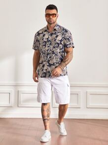 Manfinity RSRT Men Plus Scroll Print Shirt - Multicolor - View 4