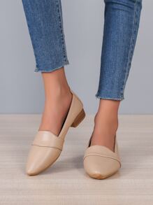 女士極簡尖頭優雅戶外平底鞋 - 卡其色 - 查看 2