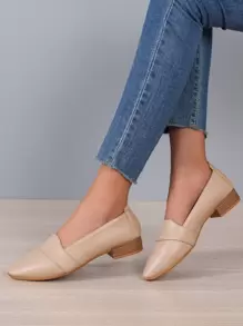 女士極簡尖頭優雅戶外平底鞋 - 卡其色 - 查看 1