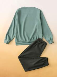 SHEIN Boys Cartoon Graphic Pullover & Trousers - Multicolor - View 2