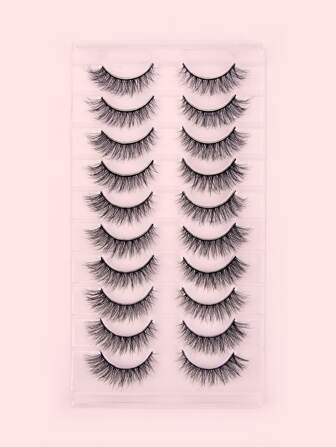 Homaylash 充分假睫毛10對人造貂皮睫毛眼尾拉長假睫毛禮品適合女士和女孩