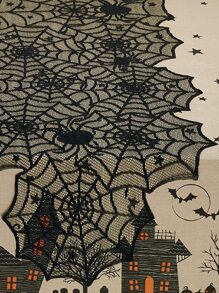 1pc Spider Web Design Table Runner, Modern Polyester Kitchen Table Runner For Home - Black - View 7