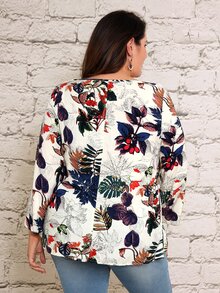 EMERY ROSE 大碼熱帶印花上衣 - 彩色 - 查看 3