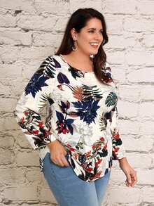 EMERY ROSE 大碼熱帶印花上衣 - 彩色 - 查看 7