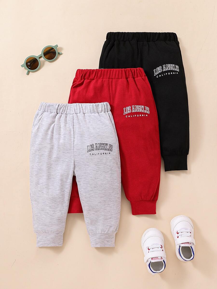 SHEIN Baby Boy 3pcs Letter Graphic Sweatpants Chic Outfits For Autumn/Winter