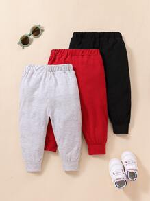 SHEIN Baby Boy 3pcs Letter Graphic Sweatpants Chic Outfits For Autumn/Winter