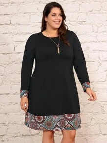 EMERY ROSE Plus Floral Print Dress - Black - View 3