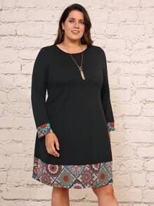 EMERY ROSE Plus Floral Print Dress - Black - View 4