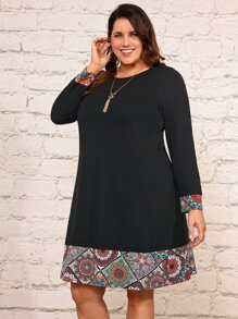 EMERY ROSE Plus Floral Print Dress - Black - View 6