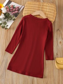 SHEIN 小女童豹紋印花拼接連衣裙 - 彩色 - 查看 2