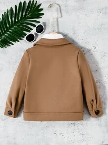 SHEIN 男孩翻蓋口袋外套,不包含毛衣 - 棕色 - 查看 2