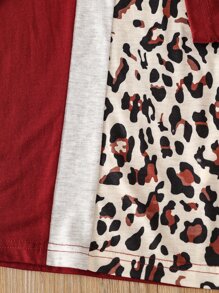 SHEIN 小女童豹紋印花拼接連衣裙 - 彩色 - 查看 5