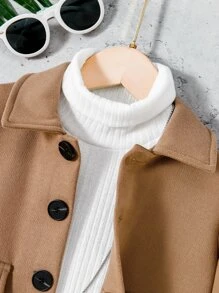 SHEIN 男孩翻蓋口袋外套,不包含毛衣 - 棕色 - 查看 3