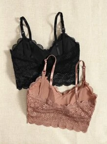 SHEIN Maternity 2packs Floral Lace Wireless Bralette Lingerie For Mother - Multicolor - View 2